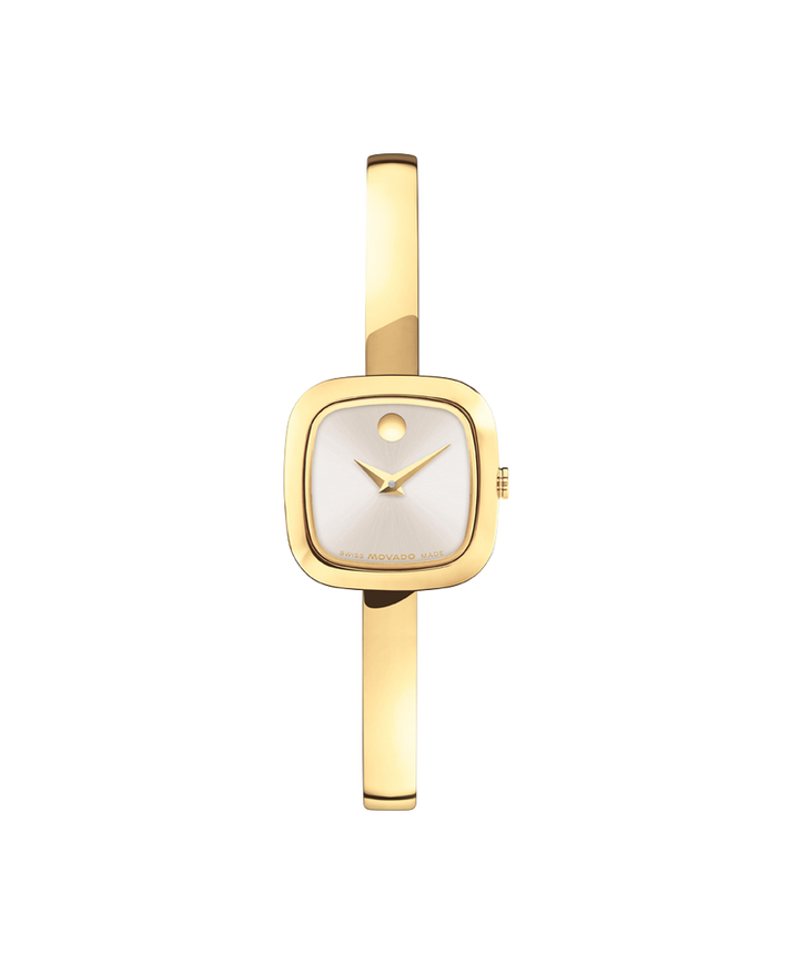 Movado - Montre Museum Bangle coussin dorée