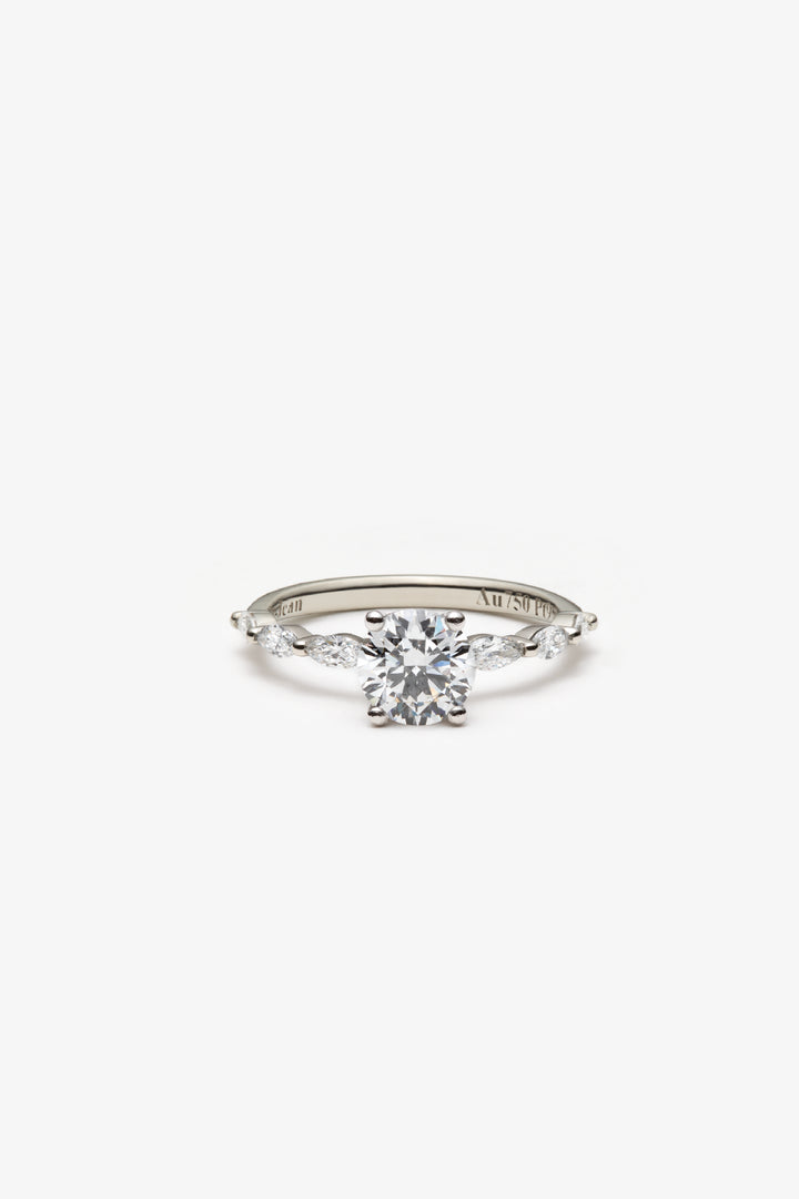 Bague 1854 solitaire semi éternité diamants créé rond brillant 1,00ct IGI 18k blanc /pt950