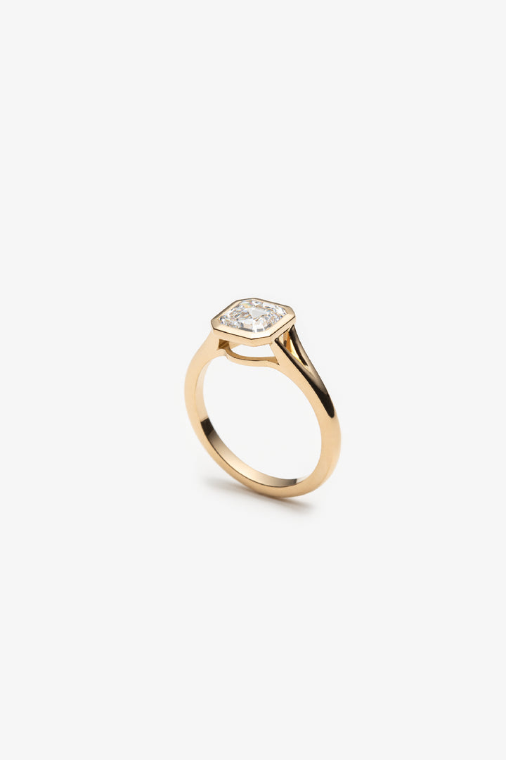 Bague Boréale solitaire diamant créé asscher 18k