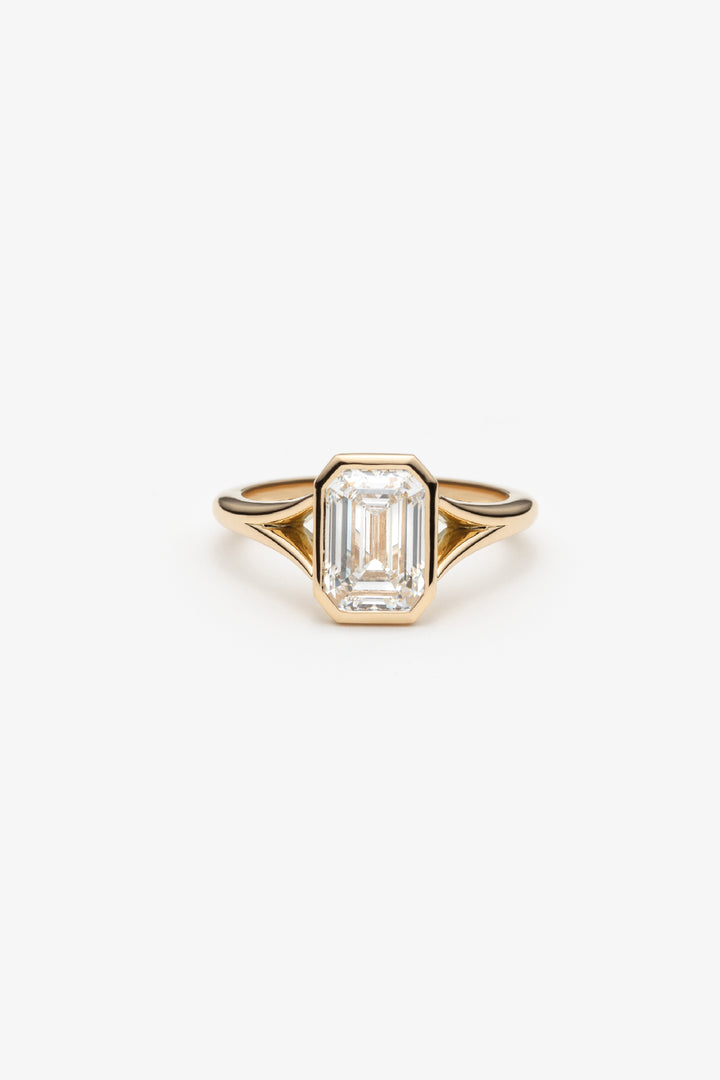 Bague Boréale solitaire diamant créé taille émeraude 18k