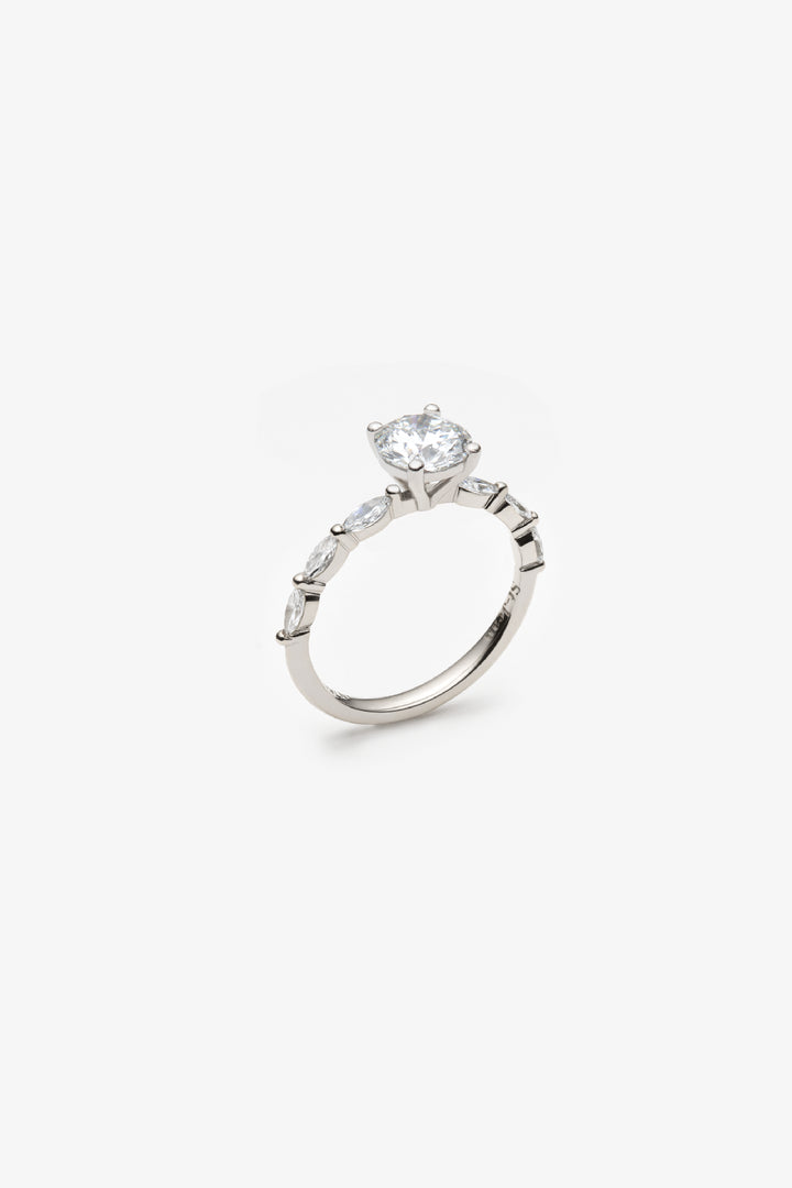 Bague 1854 solitaire semi éternité diamants créé rond brillant 1,00ct IGI 18k blanc /pt950