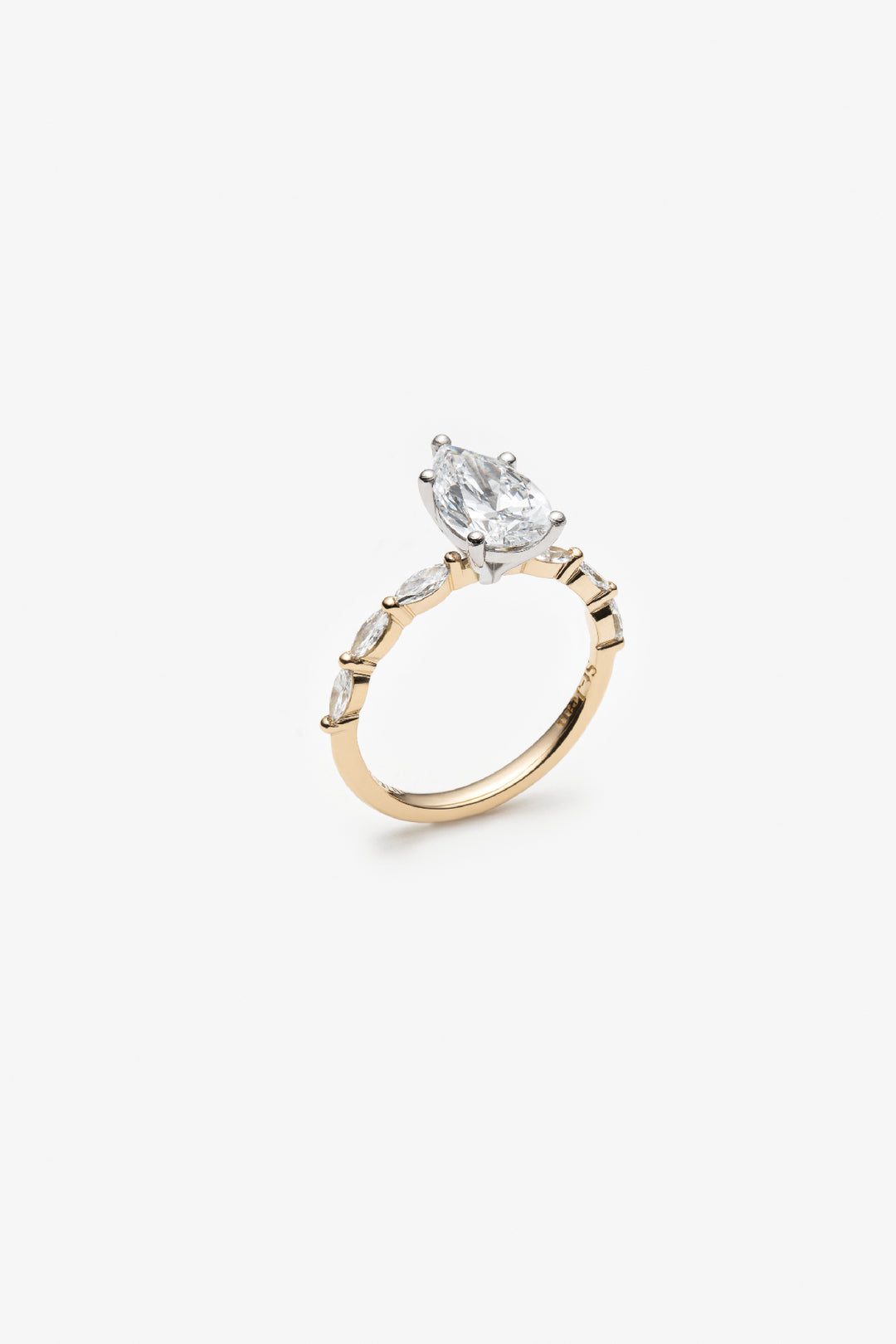 Bague 1854 solitaire semi éternité diamants créé poire brillante 1.50ct 18k/pt950