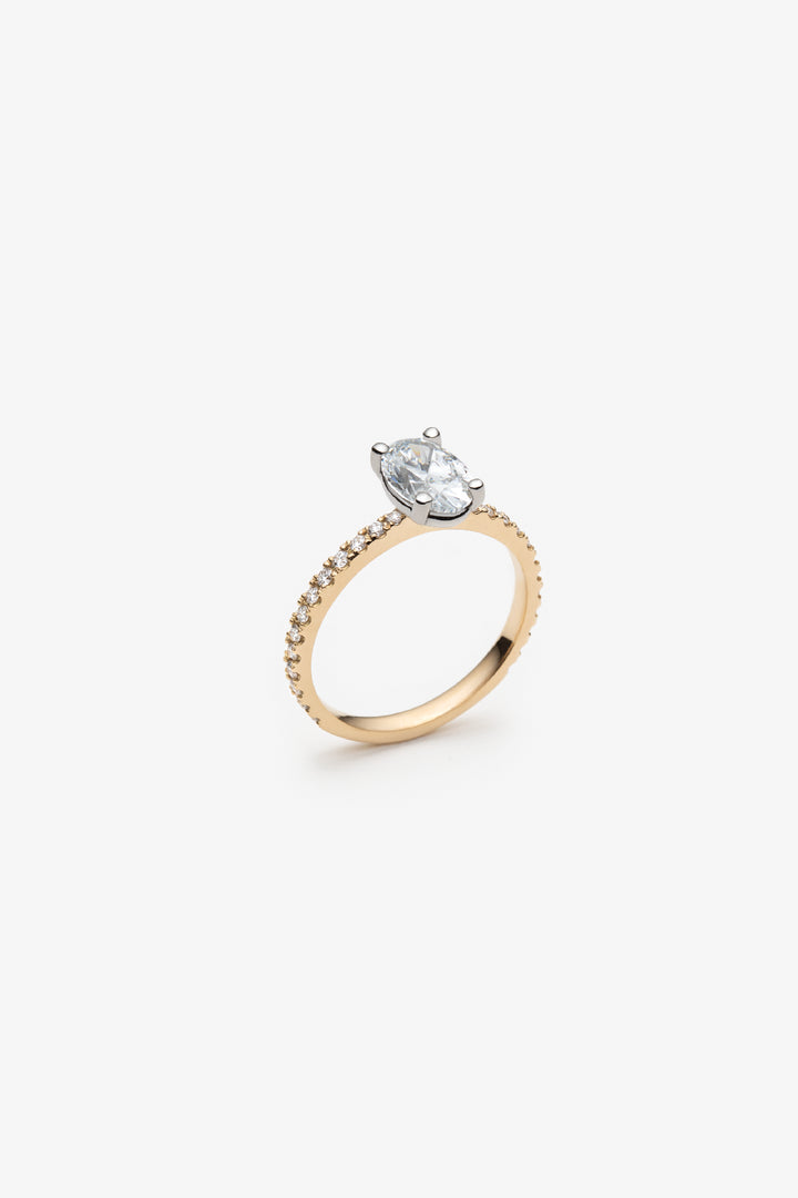 Bague 1854 semi éternité diamants créé ovale 1,00ct IGI 18k/pt950