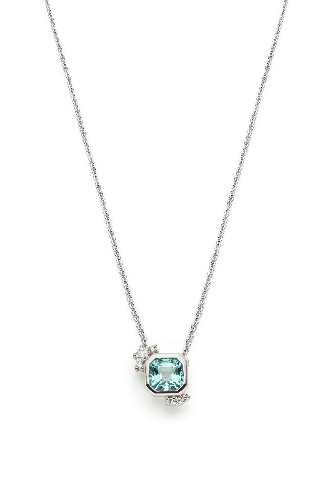 Collier tourmaline bleue lagune et diamants