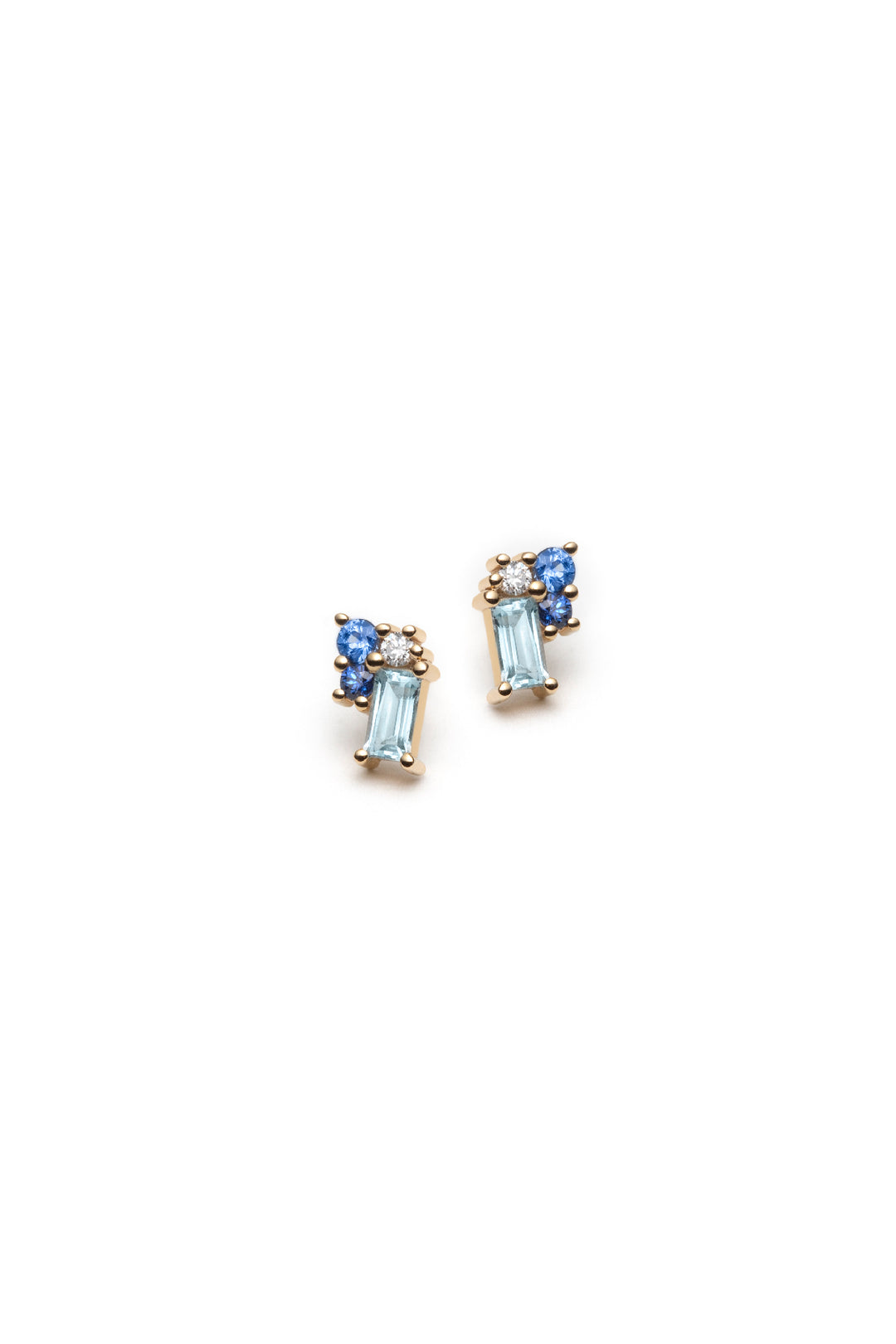Boucles d'oreilles - saphirs bleu, topazes et diamants