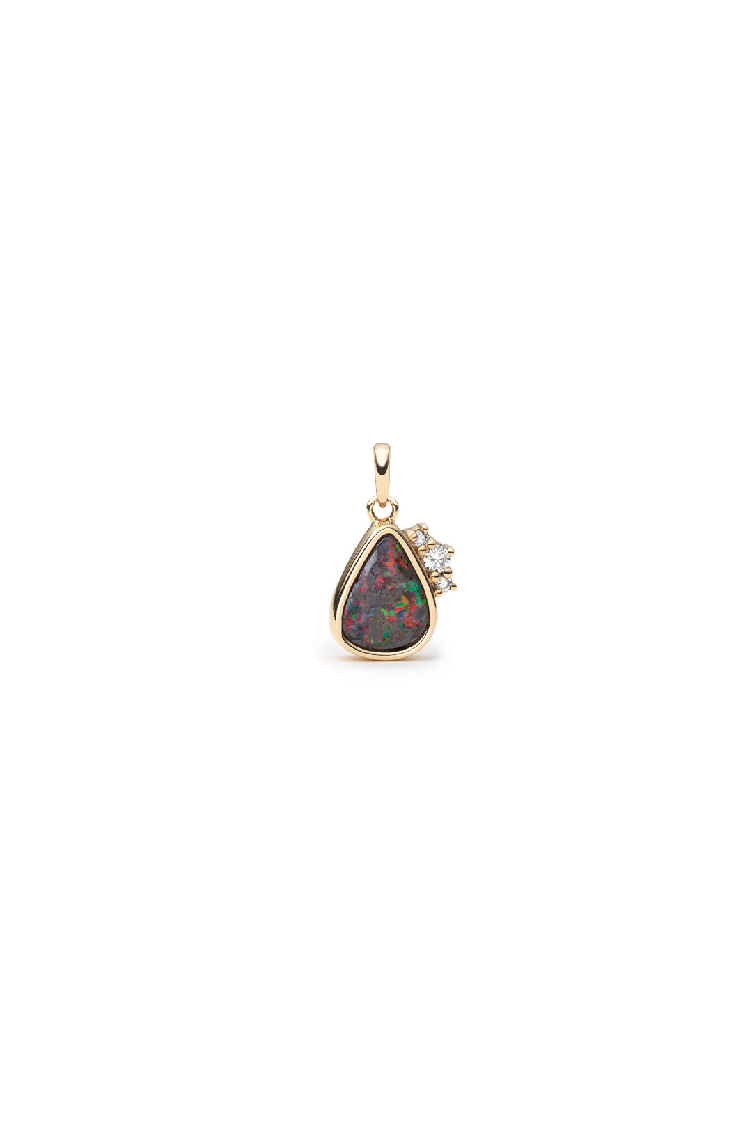 Pendentif - unique en opale boulder et diamants