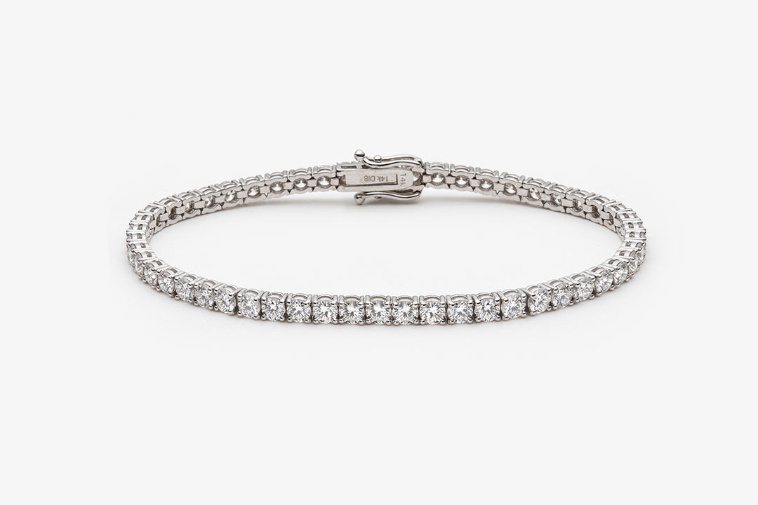 Bracelet tennis diamants créés 14k  blanc 7.5ct