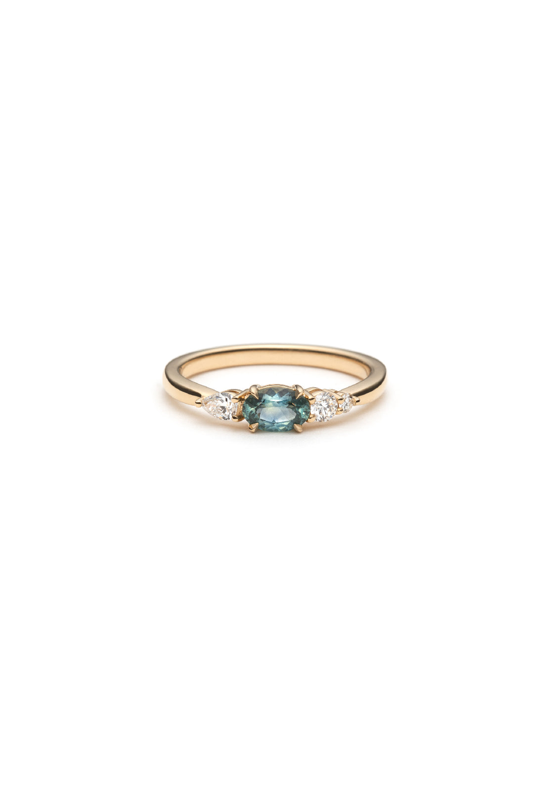 Bague - Saphir Bleu-Vert du Montana et Diamants