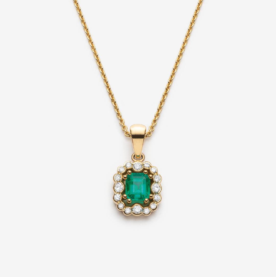 Collier création St-Jean - Entourage Emeraude Colombie diamants