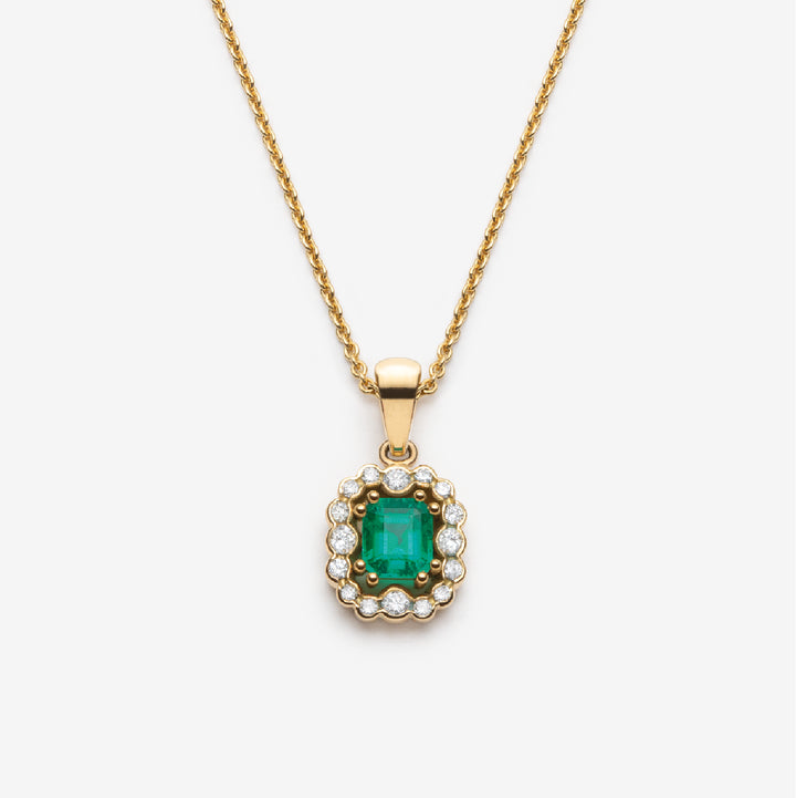 Collier création St-Jean - Entourage Emeraude Colombie diamants