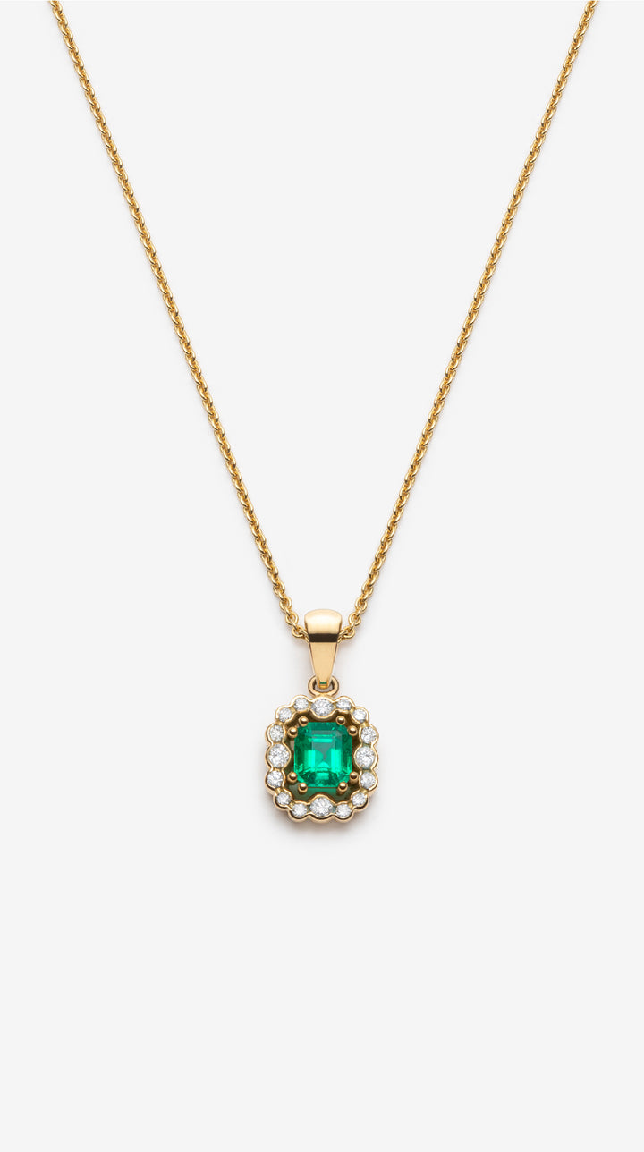 Collier création St-Jean - Entourage Emeraude Colombie diamants
